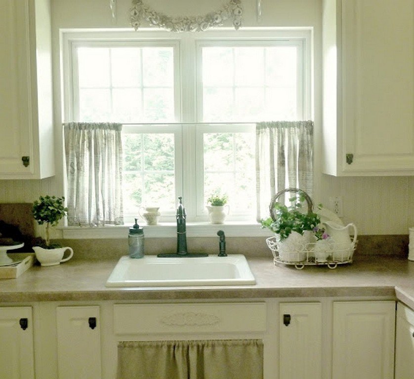 Modern kitchen curtains over sink