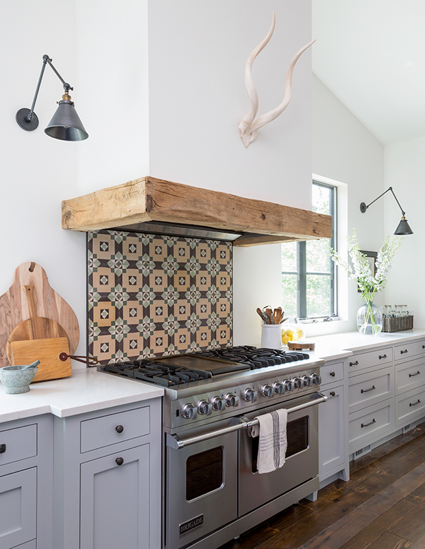 Tiling behind stove