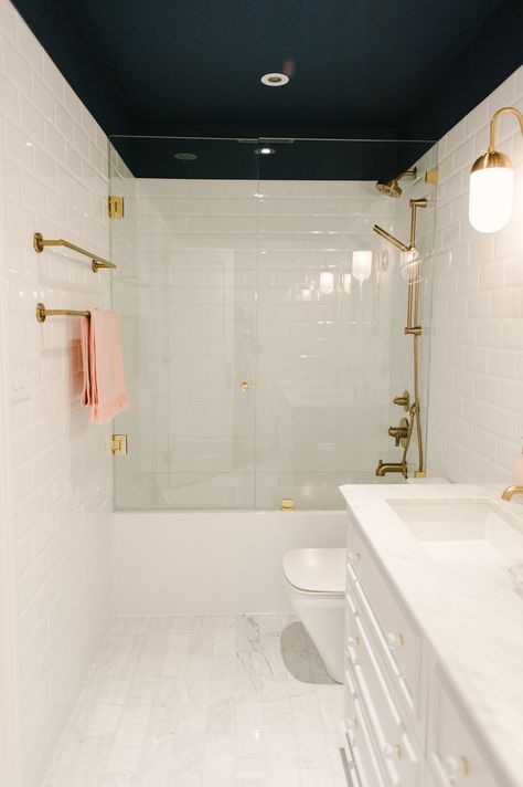 White bathroom black accents