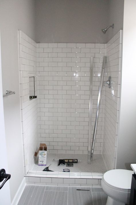 White shower floor tile ideas