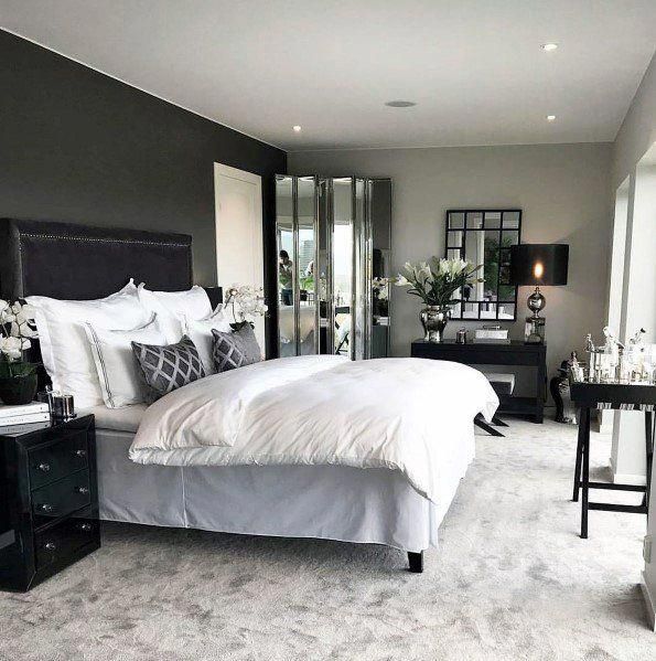 Dark grey painted bedroom