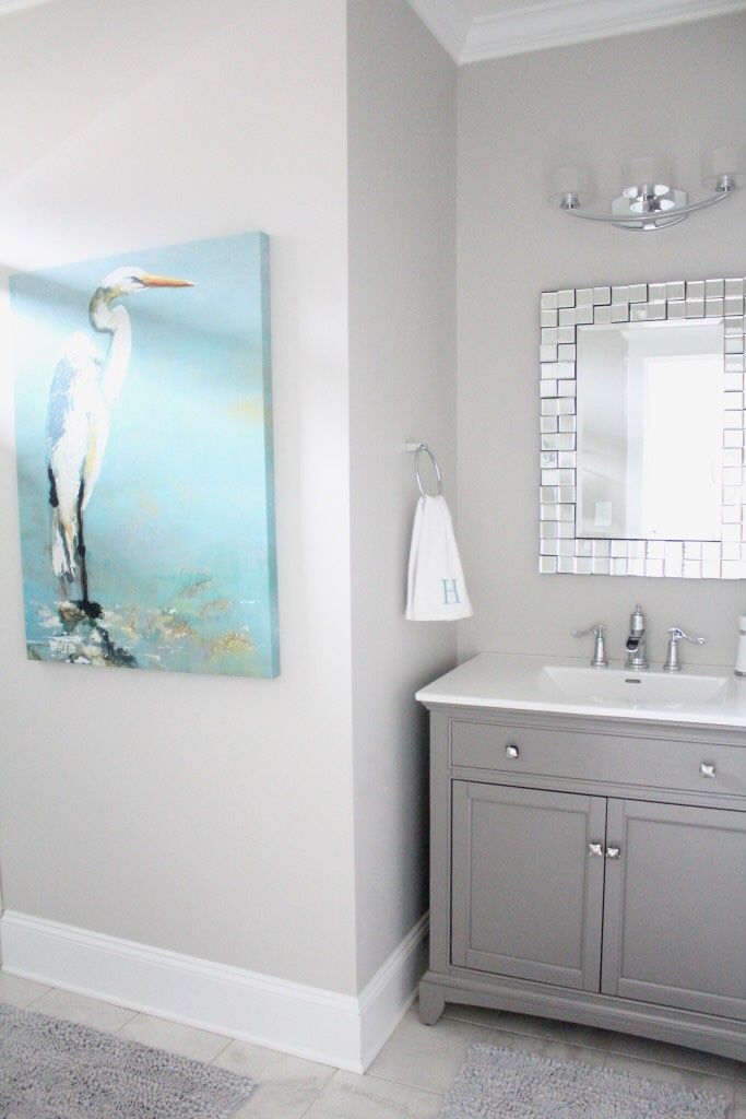 Grey painted bathroom walls