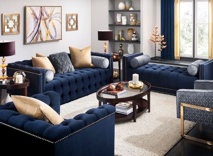 Royal blue couch living room ideas