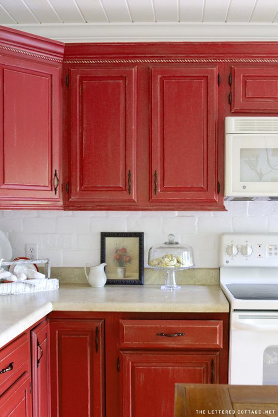 Red paint in kitchen