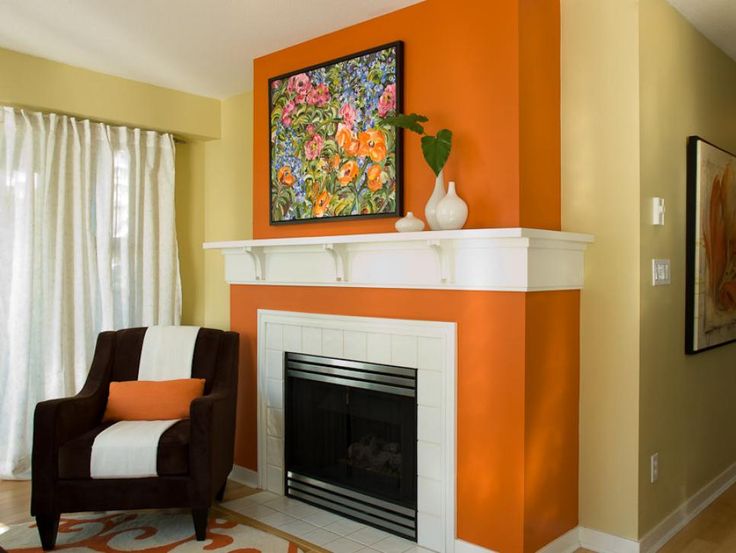 Orange wall living room