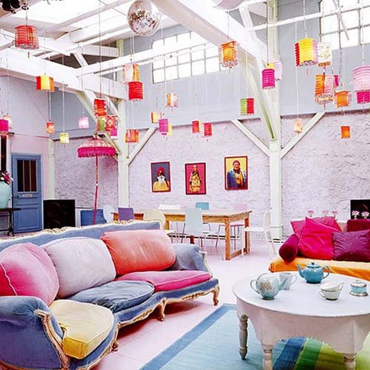 Multi colored living room walls