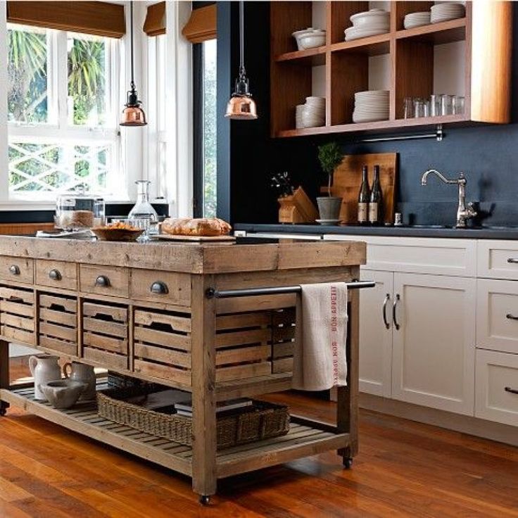 Farmhouse kitchen island with storage