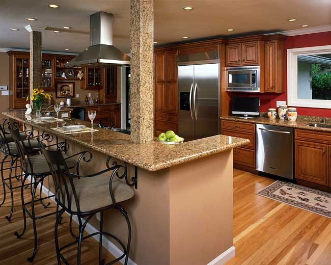 Open kitchen design with island