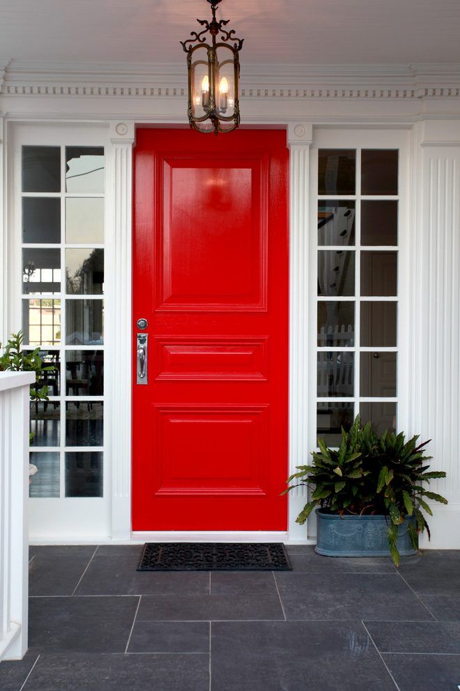 Houses with colorful front doors