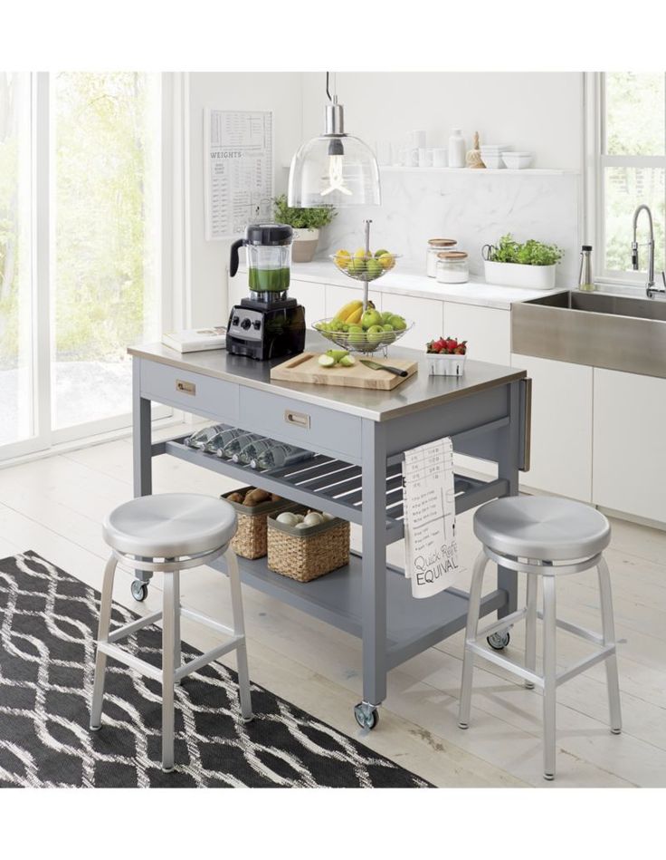 Moveable kitchen island with seating