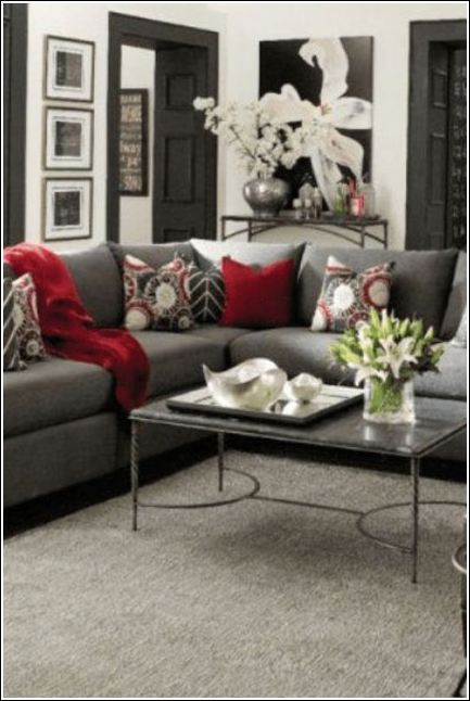 Living room grey and red