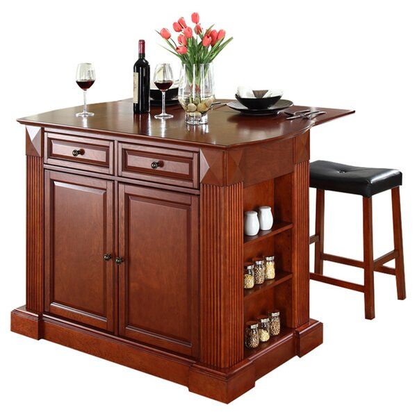 Rolling kitchen island breakfast bar