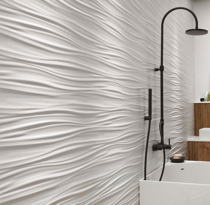 Feature wall in bathroom with tiles