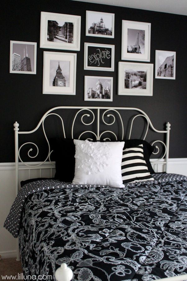 Black white bedroom decor