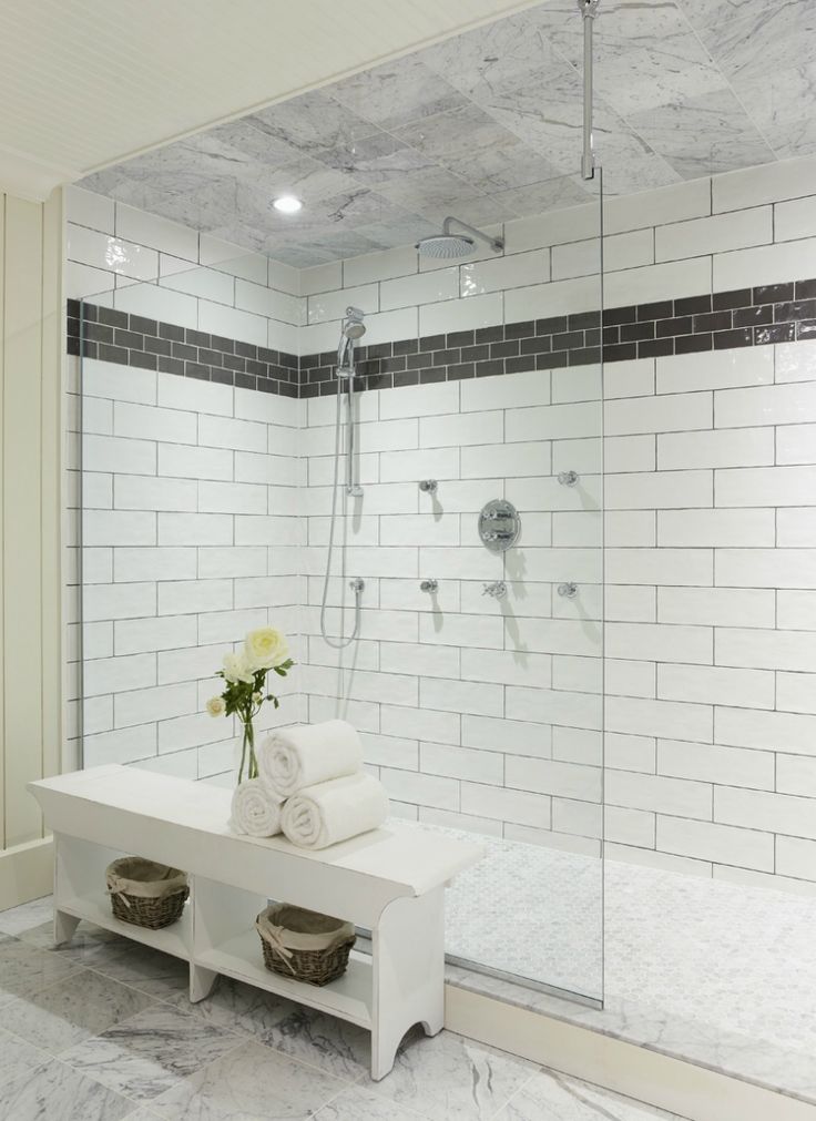 White shower tile designs