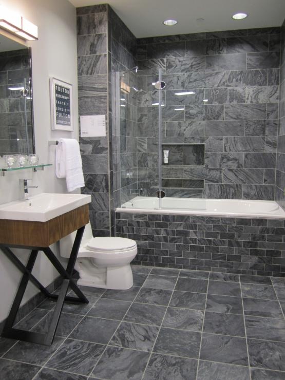 Bathroom ideas with grey tiles