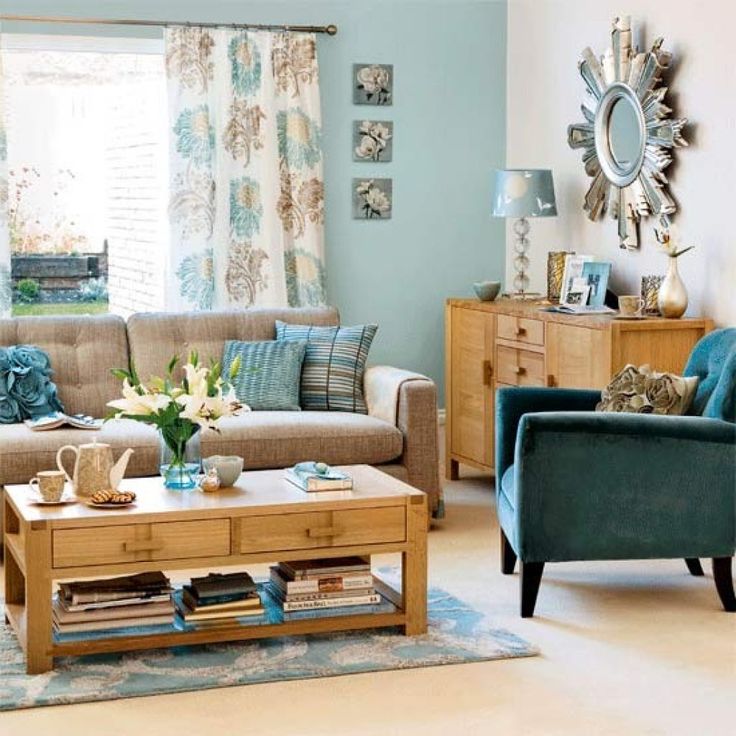 Brown and teal sofa