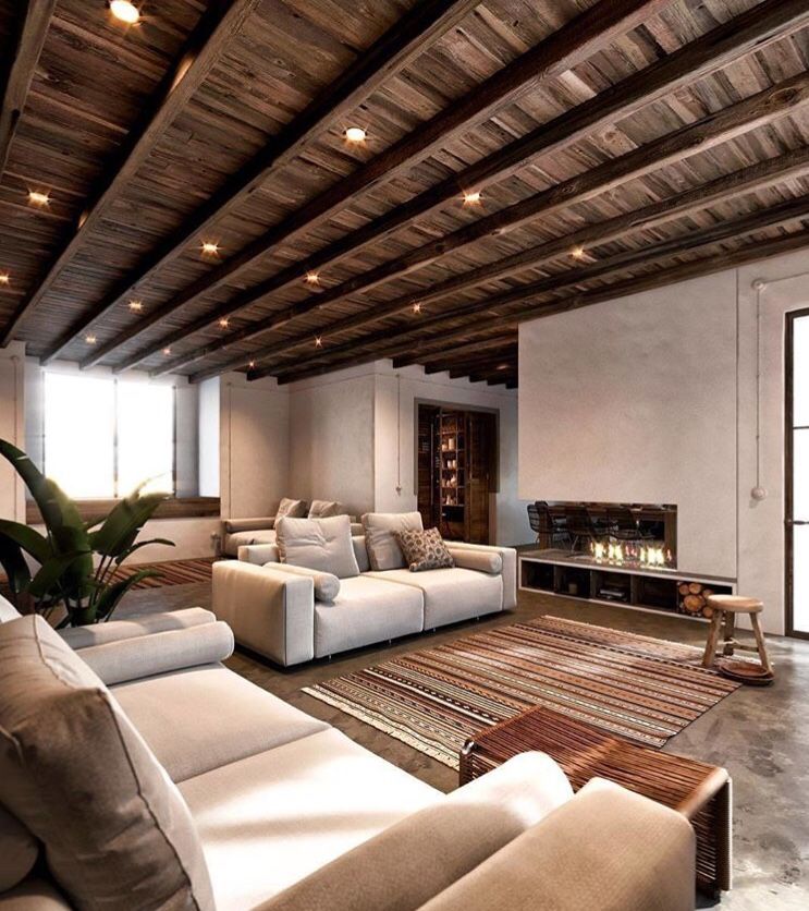 Wooden interior design for living room