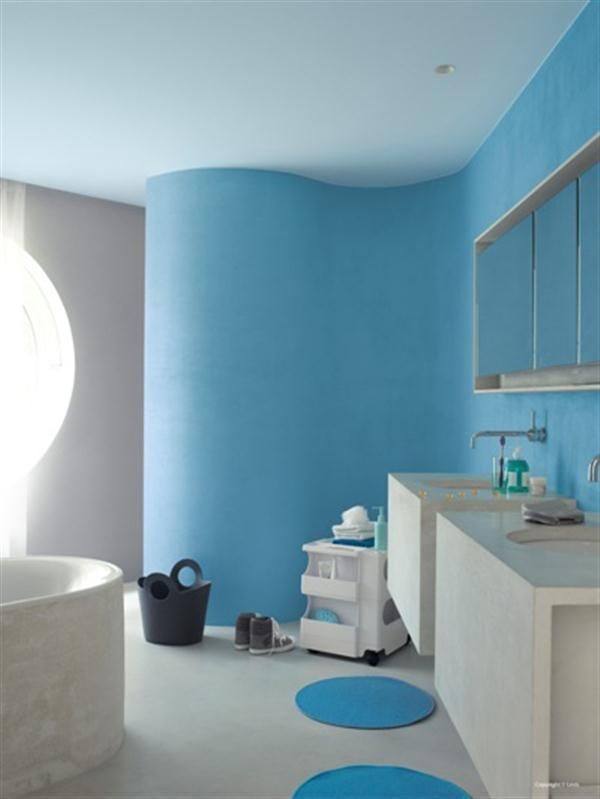 Blue paint in bathroom