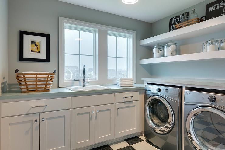 Laundry room floating shelf ideas