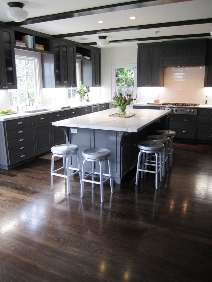 Kitchen dark tile floor