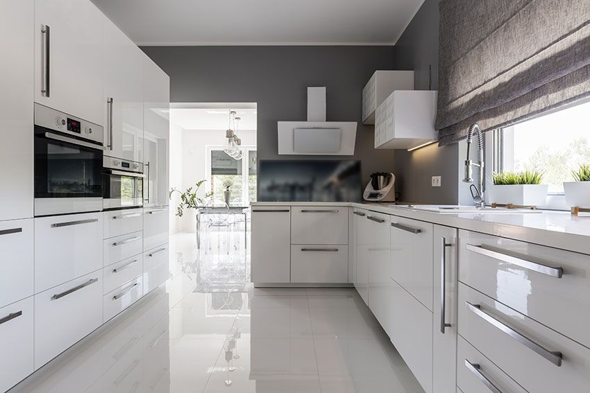 Modern kitchen white and grey