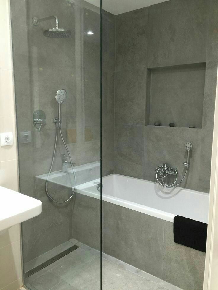 Small bathroom layout with walk in shower