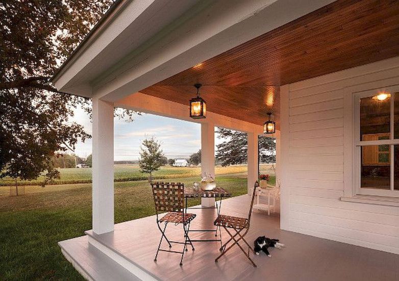 Wooden porch ceiling