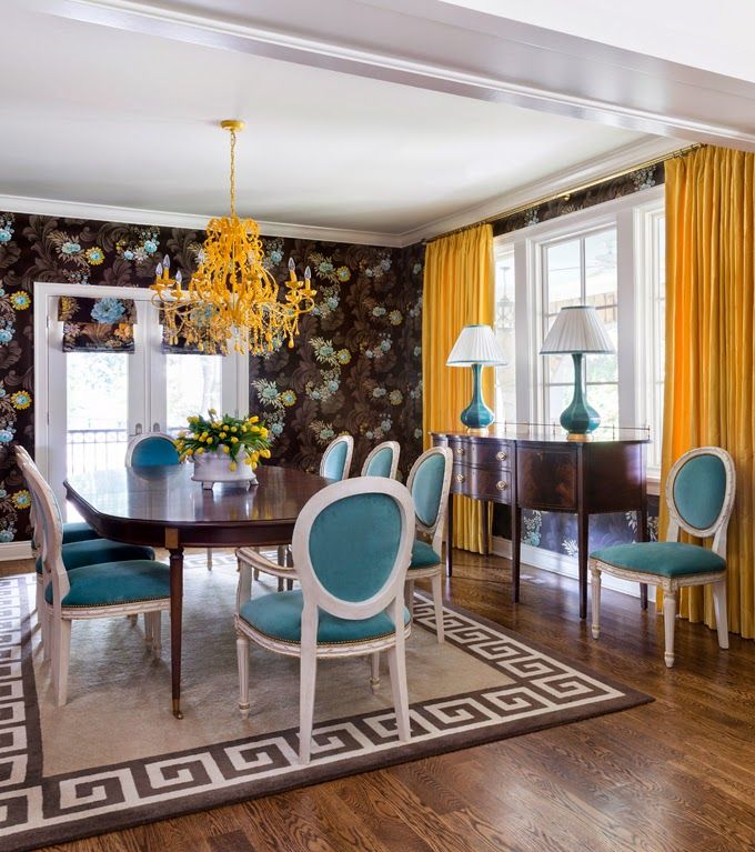 Yellow and blue dining room