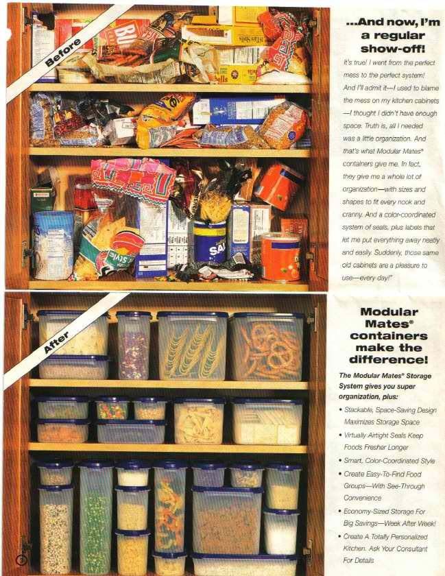 Organizing tupperware in kitchen