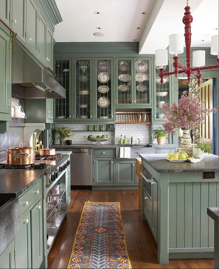 Paint kitchen cabinets green