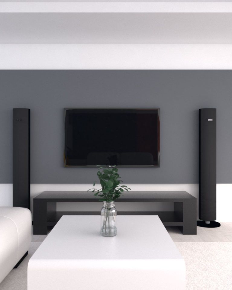 Dark grey painted living room