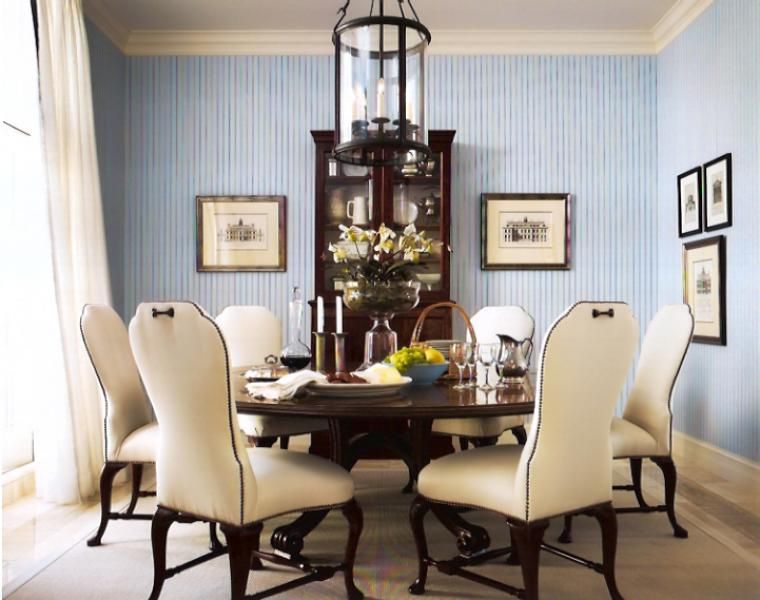 White and blue dining rooms