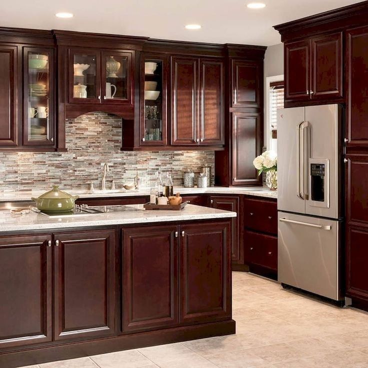 Dark coloured kitchen cabinets