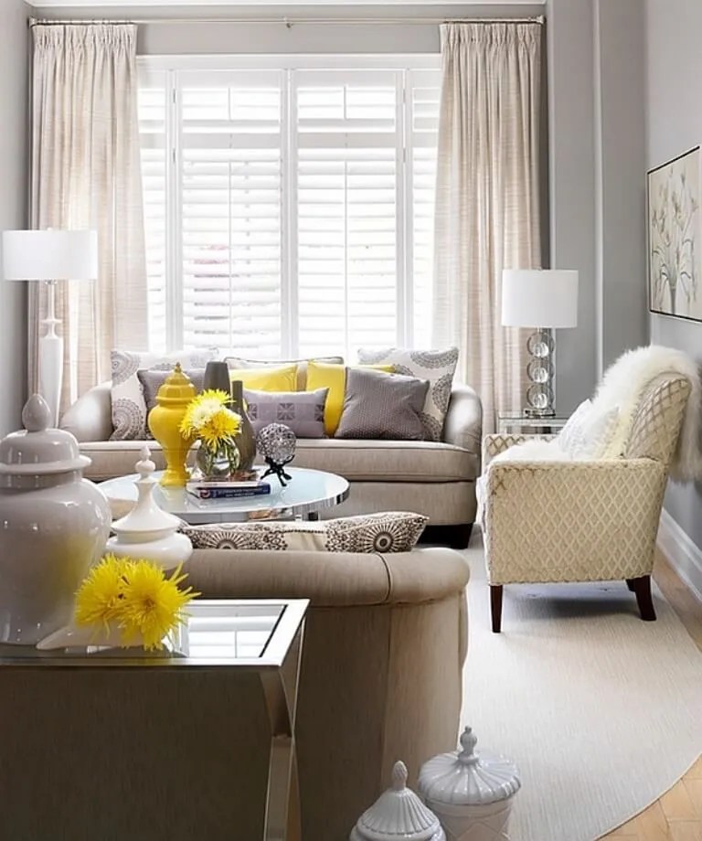 Grey and yellow living room decorating ideas