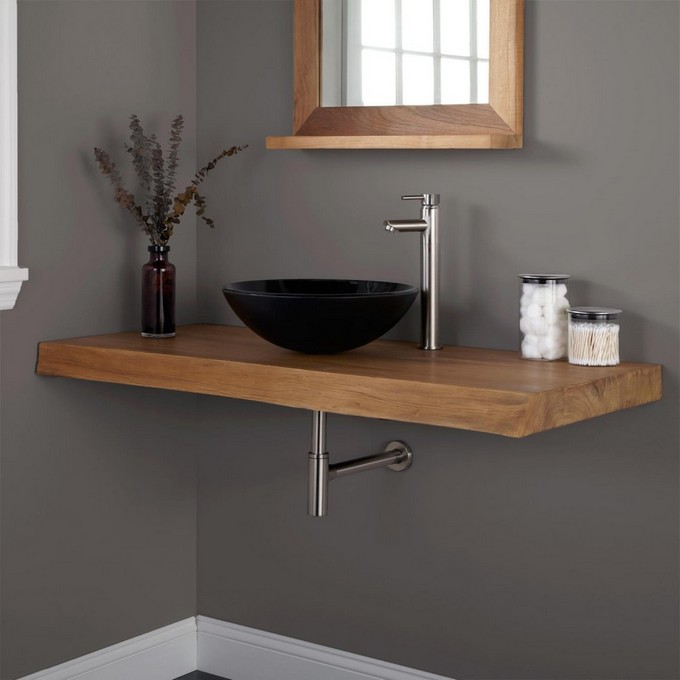 Bathroom shelf above sink