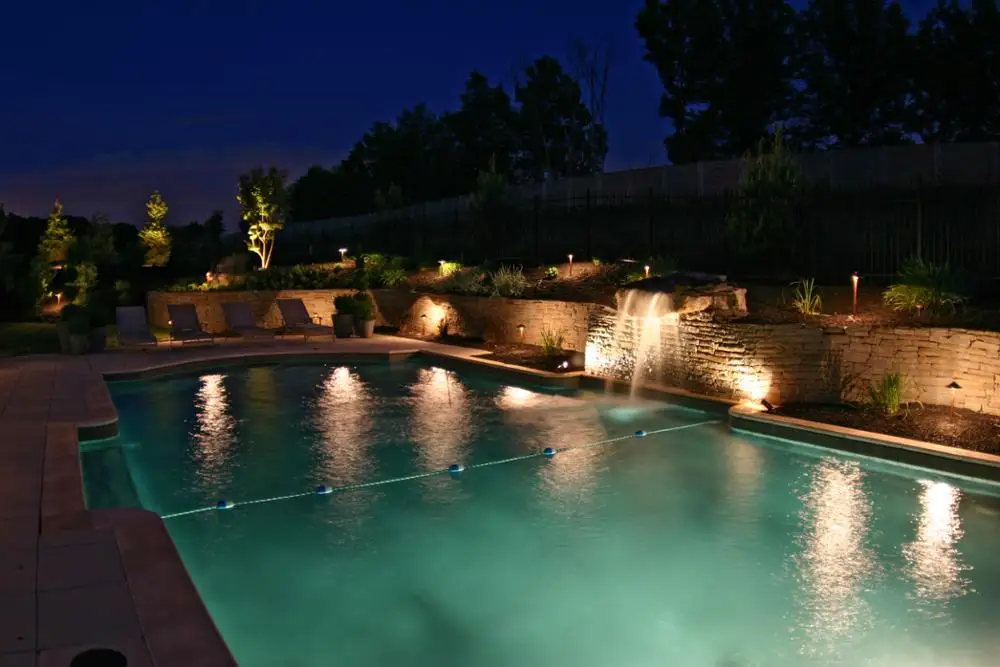 Outdoor swimming pool lighting design