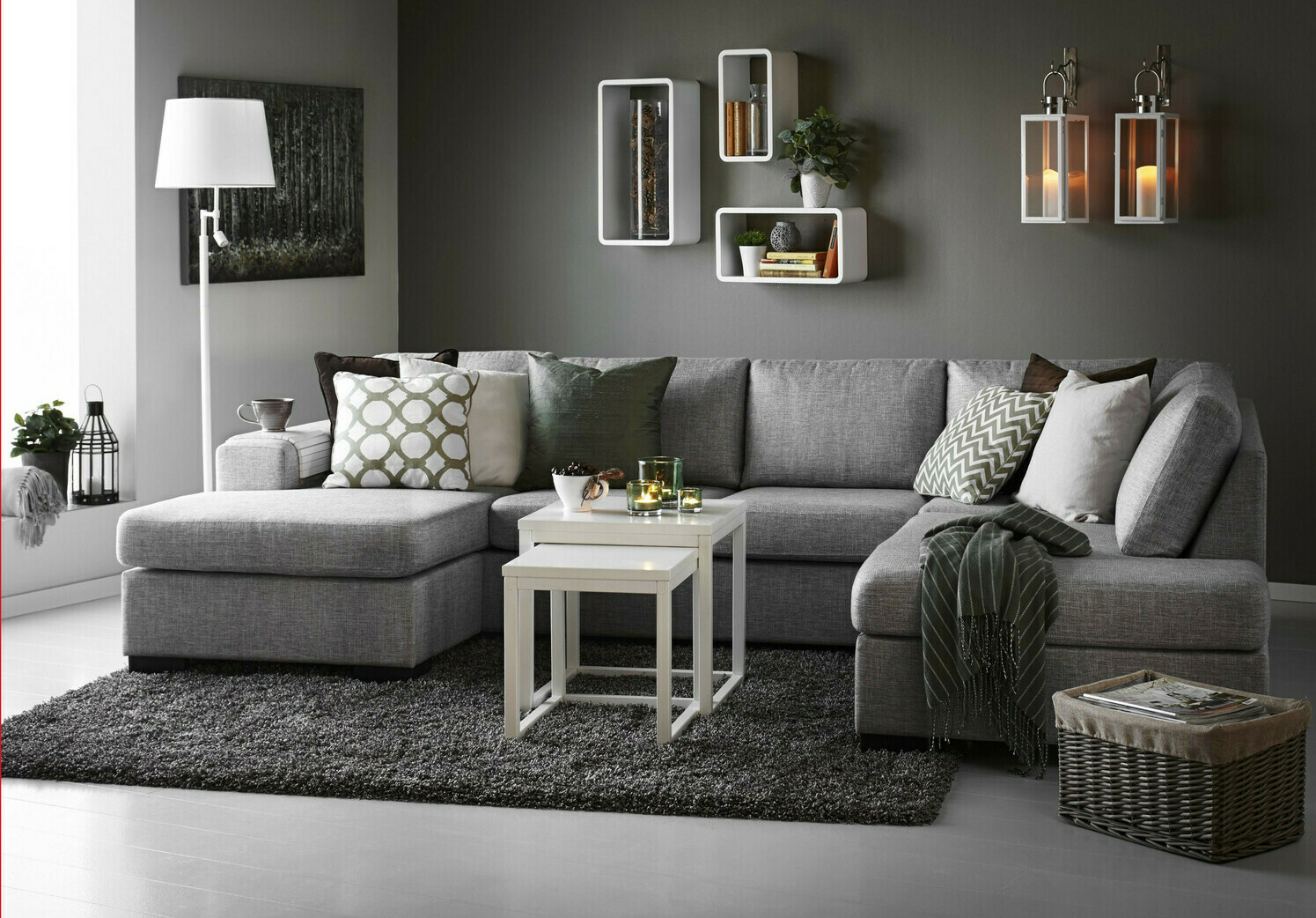 Modern living room ideas with grey sofa